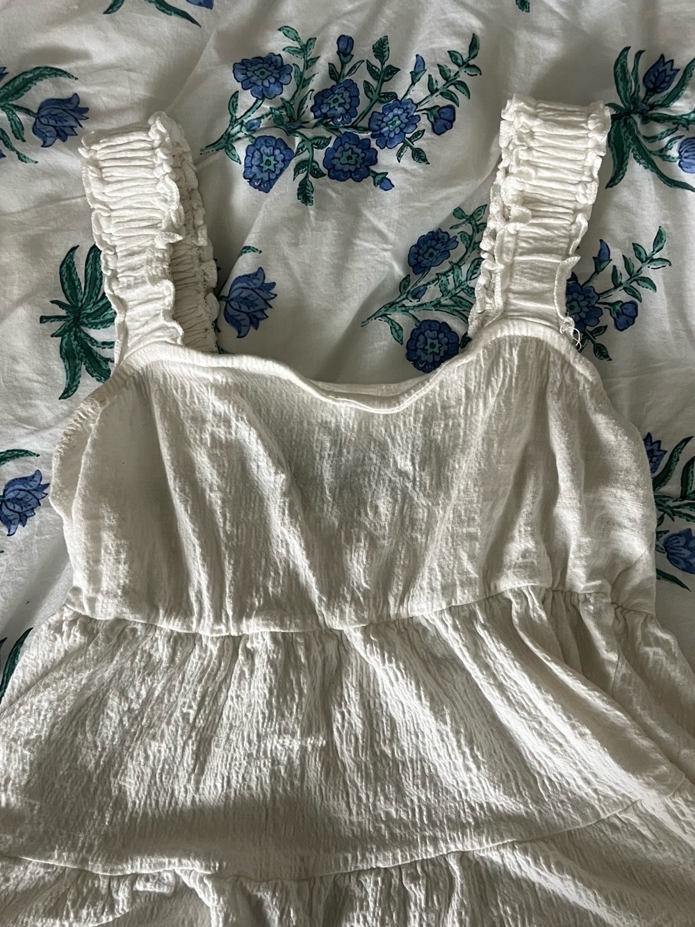 Altar'd State White Ruffled Strap Tiered Tank Top